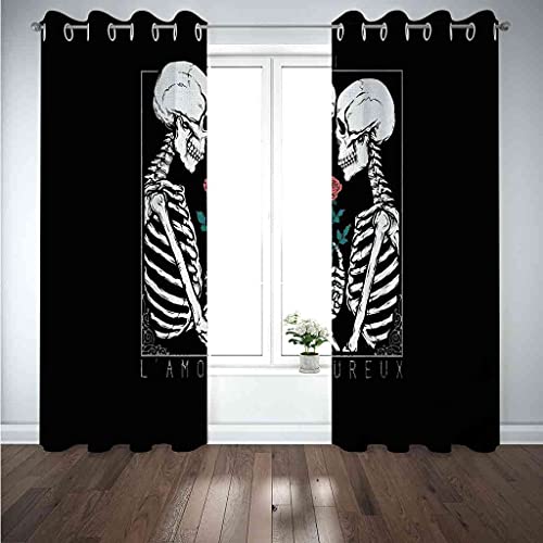 Rideaux occultants couple squelette 3D pour décorer le salon