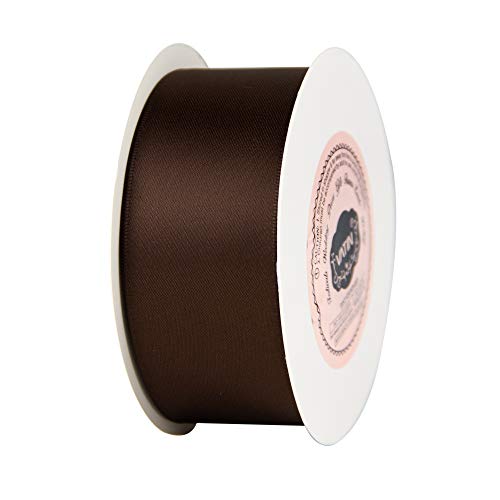 VATIN 1-1/2" Wide Double Faced Polyester Brown Satin Ribbon Continuous Ribbon- 25 Yard, Perfect for Wedding, Gift Wrapping, Bow Making & Other Projects