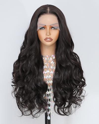 Barbique Synthetic Wig 13x6 Hd Lace Front 26 Inch Long Wavy Heat Resistant Fiber Deep Parting with Baby Hair Natural Hairline