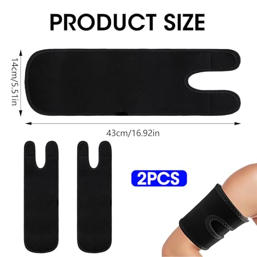 Qkhcable 2Pcs Black Upper Arm Sleeve Compression Bicep Tendonitis Brace Comfortable Adjustable Elbow Support Wrap for Men Women Relief Muscle Strains Pain Inflammation Arthritis Injury Recovery - Image 3