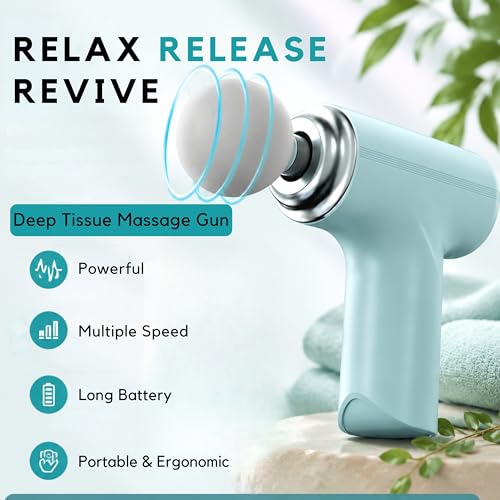 Image of Mini Massage Gun for Deep Tissue, Muscle & Body Pain Relief - Handheld, Type-C Charging, Battery Powered Massager for Neck, Shoulder, Back, Foot (Multicolor)