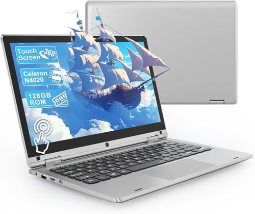 PINSTONE 11,6 Pouces Ordinateur Portable - Celeron N4020 6 Go de RAM 128 Go de SSD, Mini PC Portable Tactile Pliable à 360°, 2,4/5 GHz WiFi, Bluetooth 4.2,...