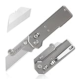 9TiEDC Folding Utility Knife,Titanium Handle Heavy Duty Safety box cutter,Razor Knife & EDC Pocket Knife with Extra 10PC Blades,Perfect for Household tools,Office,factory,Outdoor Use.