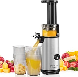 Slow Juicer Machine, Orange Fruit Vegetable Masticating Cold Press Nutritional Electric Juicers, Reverse Function Fresh Healthy Quiet Motor Small Juice Maker (EL10)