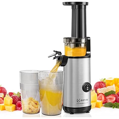 Slow Juicer Machine, Orange Fruit Vegetable Masticating Cold Press Nutritional Electric Juicers, Reverse Function Fresh Healthy Quiet Motor Small Juice Maker (EL10) Cover
