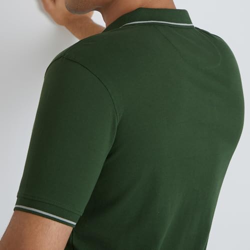 Image of Raymond Contemporary Fit Pure Cotton Solid Pattern Polo Neck Casual T-Shirt