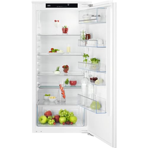 AEG Einbaukühlschrank 123cm ohne Gefrierfach, Serie 5000 OptiSpace: 3x vielfach verstellbare & 1x teilbare Glasablage, großer Kühlraum (203L), LCD-Display, Schnell-Kühlen-Funktion, Festtür, TSK5O12WDF