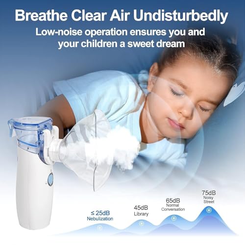 Image of Portable Nebulizer & Humidifier for Baby & Adults | Compact, Silent, Self-Cleaning Machine with Long Battery Life | Effective for Asthma, Cough, Sinus & Allergy Relief at Home
