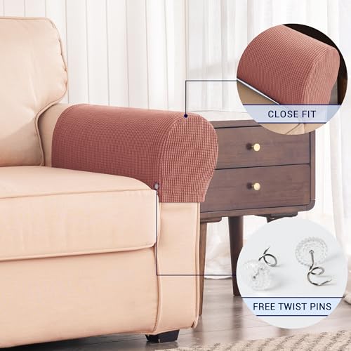 image for SUBRTEX Stretch Armrest Covers Spandex Arm Covers for Chairs Couch Sof