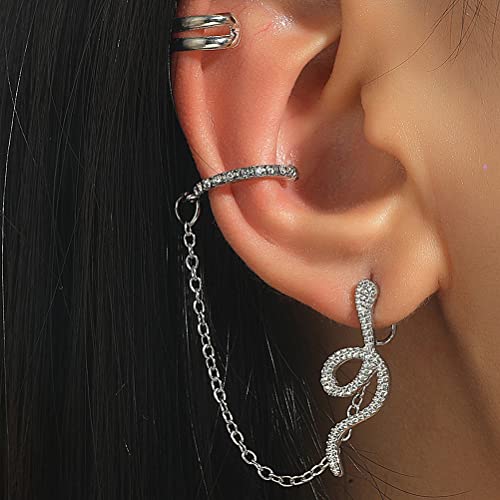 Eastleader Pendientes envolventes Joyas para Mujeres y niñas Pendientes de Cadena de puño de Serpiente Punk Pendientes de cartílago de Serpiente Retro Oreja de Serpiente, Silver Cover