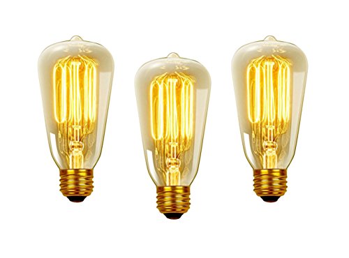 Image of Lyse Decor E27 Bulbs /E26 Screw Dimmable Industrial Filament Edison Tungsten Cage Bulb (Warm White, 40Watt, Pack of 3)