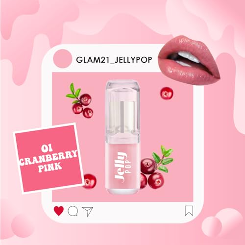 Image of Glam21 Jelly Pop fruity gel lipstick| Moisturising | Glossy Finish | Gives a Natural Colour | Lightweight | 01- Cranberry Pink, 3.5gm