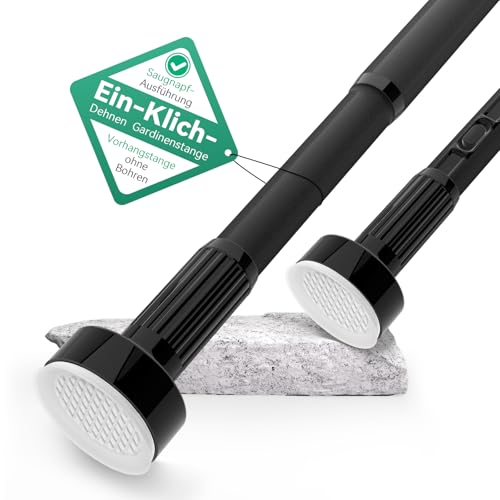 VECTO Gardinenstange ohne Bohren 340-430cm Ø32mm Klemm Gardinenstange Schwarz Teleskopstange Zum Klemmen Vorhangstange zum Klemmen für Duschvorhangstange Kleiderstange VorhangstangeRaumteiler