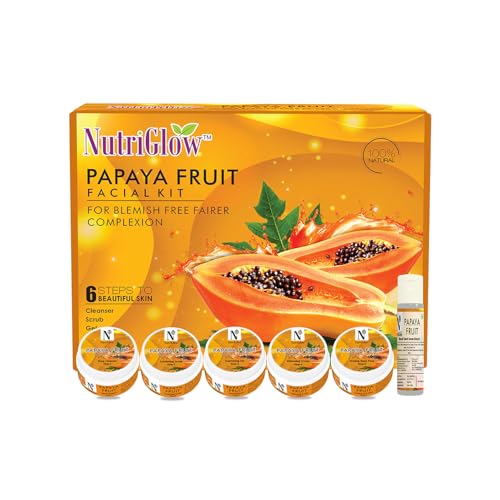 NUTRIGLOW Papaya Face Kit For Clearer Blemish-Free Skin Moisturized And Brighter Skin Fresh Appearance All Skin Types 260gm