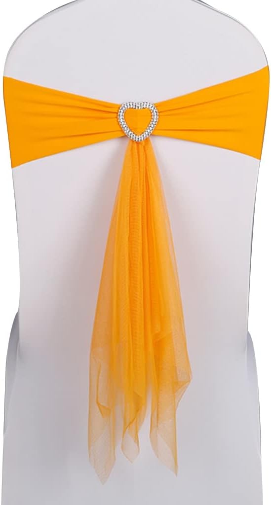 Chair Sashes for Wedding 10-50Pcs Classic Art Flower Net Gauze Decoration Chair Bands Birthday Party Heart-Shaped Buckle Strap (Color : A Size :30) (A *50)