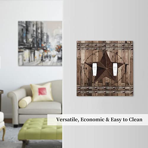 American Western Texas Star 2 Gang Double Toggle Light Switch Cover Electric Wall Plate Electrical Faceplate For Bathroom Home Living Room Jumbo Size Decor #TOP6