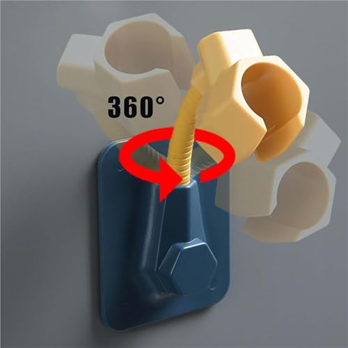 Support de douche à main orientable avec poignée robuste blanche sans vis