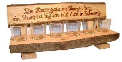 Bankerl mit 6 Stamperl, 30 cm, Astholz unbehandelt Cover