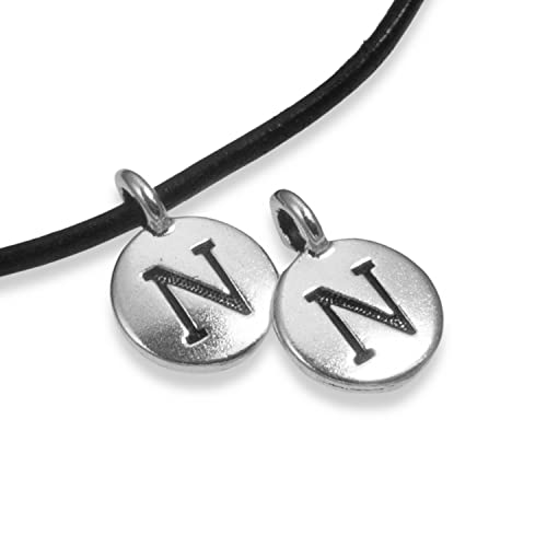 Tierracast Pewter Initial Charms-Silver Round Letter"N" 12X16Mm (2) #TOP17