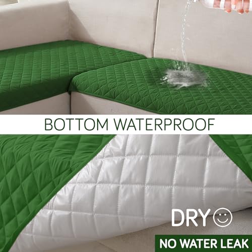 Image of HOKIPO Polyester Quilted Waterproof Sofa Cover Mats For 1 /2 /3 Seater Sofa And L Shape. Make Your Own Sofa Cover Set, Mat Length 81(D) X 60(L) Cm, Forest Green (AR-4963-W8)