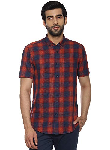 Image of blackberrys Men's Slim Fit Shirt (USCH673 Burnt Brick