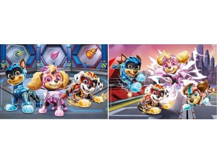 pour la Super Pat Patrouille - Puzzles 2 x 60 Pieces Heros a la rescousse : Marcus, Stella, Chase, Liberty - Enfant - Set Puzzle + Carte Tigre