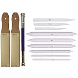 D-worthy 9 different Sizes Paper Blending Stumps and Tortillions Set with 2 pcs Sketch Sandpaper...