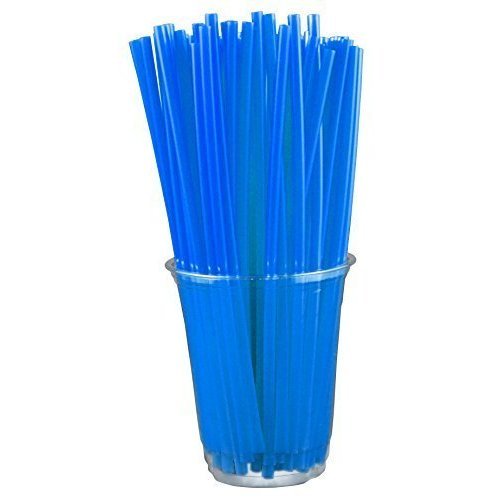 Blue Straws (250 Count) 8-Inch Plastic Drinking Straws - Unwrapped