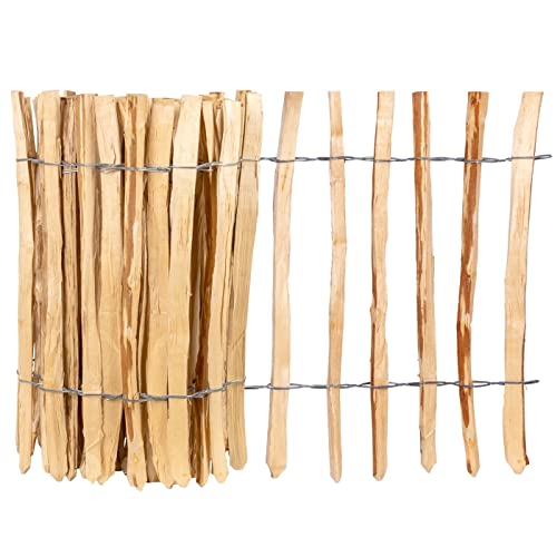 VOSS.garden Premium Staketenzaun 5m Lattenabstand 3-4cm Haselnuss 60cm Höhe Gartenzaun Rollzaun Teichzaun