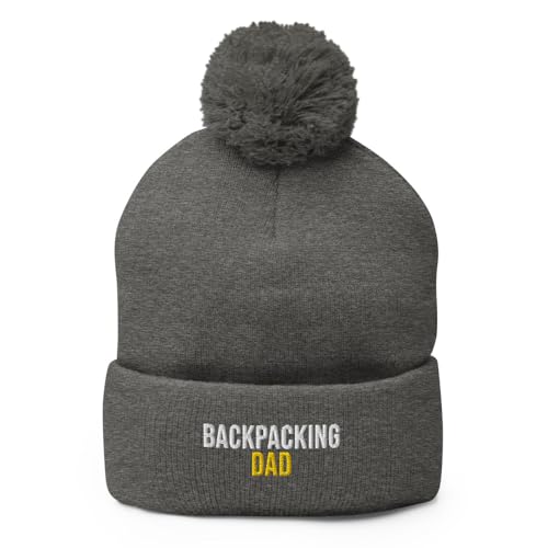 Backpacking Dad Hat (Embroidered Pom-Pom Beanie) Backpacking Apparel Dark Heather Grey