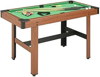 vidaXL 4 Feet Billiard Table Adjustable Feet Pool Table Set Indoor Game Short Practice Snooker Kid and Adult Chalk Cue Stick Brush Brown
