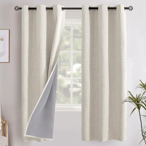 YoungsTex Linen Blackout Curtains 38 X 63 Inch Length for Bedroom