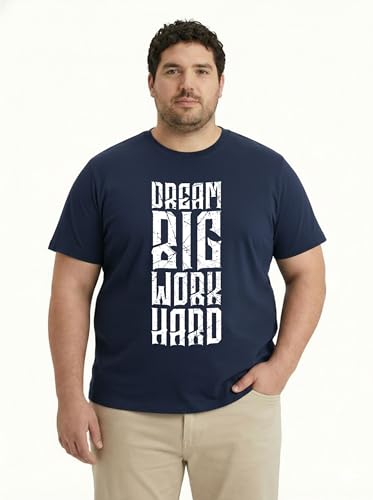 Image of Toodlegram Cotton Printed T-Shirt for Plus Size Men Round Neck Casual