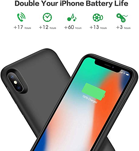Feob FE-XS-02-BK-6000 Battery Case For Iphone Xs/X, Rechargeable 6500Mah Portable Charging Case Extended Battery Pack Cover Power Bank Charger Case thumb #1