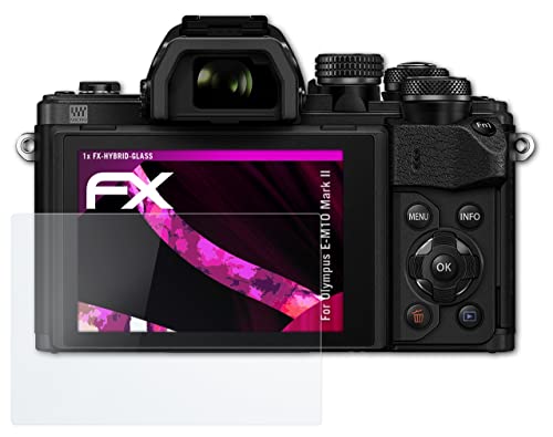 atFoliX Plastic Glass Protective Film compatible with Olympus E-M10 Mark II Glass Protector, 9H Hybrid-Glass FX Glass Screen Protector of plastic