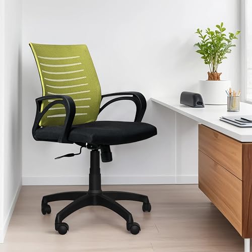 Image of Seventh Heaven Bolt Mid Back Revolving Office Chair for Work from Home, Study, and Computer Use | Heavy Duty Base | Ergonomic Mesh Design | Durable & Comfortable Seating (Greenish Mesh)