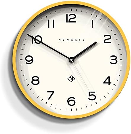 NEWGATE® Number Three Echo Wall Clock - Analog Wall Clock - Modern Clock - Kitchen Wall Clocks - Round Wall Clock - Easy to Read - British Design - 14 Inch Clock (Cheeky Yellow)