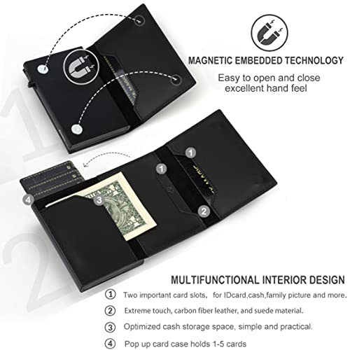 Image of AirTag Wallet for Mens Wallet,Card Holder for AirTag,Smart,RFID Blocking,Slim Wallet for Front Pocket-8-12 Card Capacity (Genuine Leather, Black)