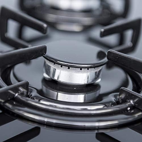 SIA GHG612BL 60cm Black 4 Burner Gas On Glass Hob With Enamel Pan Stands & FFD