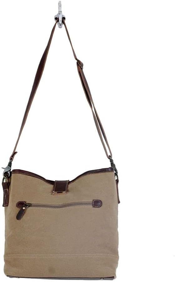 Myra Bag Multicolored Shoulder Bag Upcycled Cotton & Cowhide Leather S-2857 - Image 5
