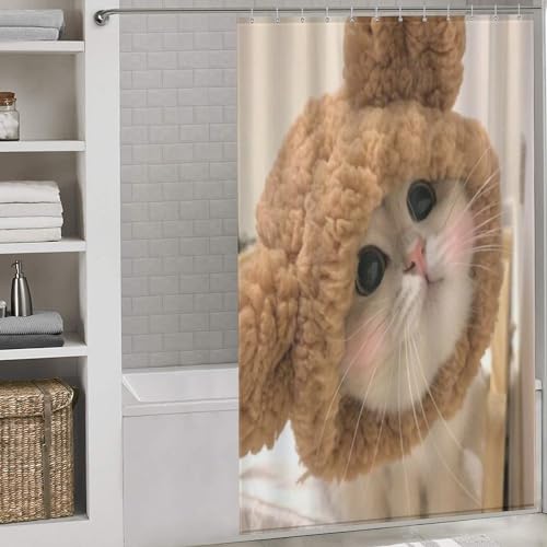 Rideau de douche chat mignon imperméable 140x183cm contre l'humidité - 2