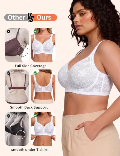 Image of PoseFree Jelly Bras for Women, Wireless No Underwire, Full Coverage Support | Plus Size Bra for Large Breasts, Support & Lift, Minimizer, Seamless Back Smoothing, Soft Comfortable Everyday T Shirt Bra
