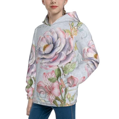 Vintage Rose Kid Hoodies Boys Sweatshirts Girls Pullover with Pocket2