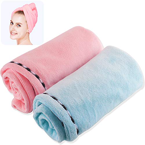 Microfiber Hair Towels Drying Wraps for Women Turban Twist Hair Towel Wrap Head Towel with Button, Soft and Strong Water Absorption, No Fading, No Lint