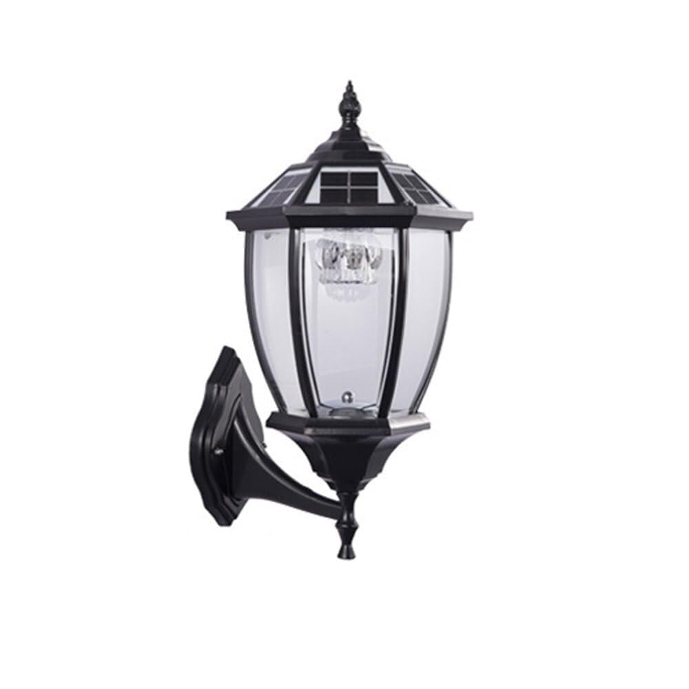 QUSYZD Outdoor Wall Lamp Solar Wall Light Outdoor Garden Light European Ip55 Waterproof Wall Lights Balcony Villa Garden Aisle Light Gate Post Light Wall Sconce, Dimmable Solar,Black