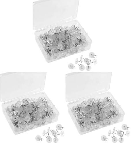 Image of KUUQA 100 Pieces Upholstery Twist Pins Clear Heads Bed Skirt Pins for Slipcovers and Bedskirts (Pack of 3)