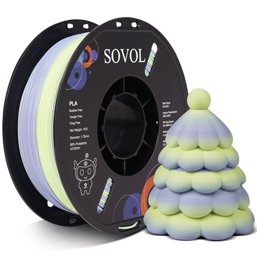 Image of Sovol 3D Printer Matte Multicolored Fast Change Rainbow PLA 1kg (2.2 lbs) Spool 3D Printing Materials, Dimensional Accuracy + /- 0.03 mm, 1.75 mm, Matte Sea Salt