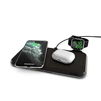 Zens Liberty 16 Coil Dual Wireless Charging Pad with Fabric Surface - 2x15W Output - Supports Apple...