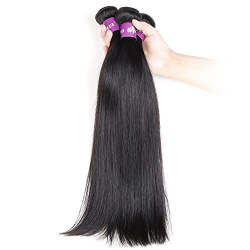 HEBE 10A Brazilian Straight Hair 4 Bundles 18" 20" 22" 24" 400g Long Brazilian Virgin Hair Straight Unprocessed Straight Human Hair Weave Extensions Natural Color Can be Dyed