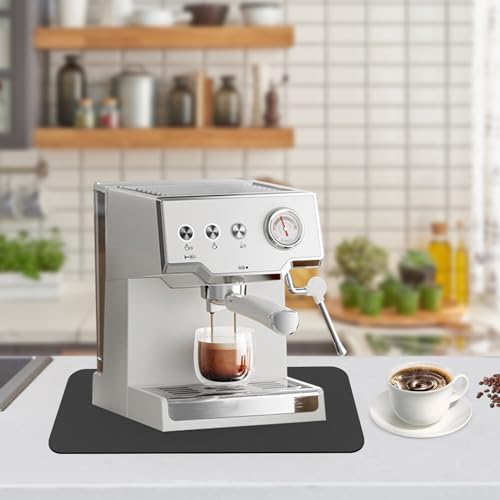 ZITUZY Koffiezetapparaat afdruipmat, servies, droogmat, koffiemachine, mat, onderlegger, voor keuken, badkamer, aanrecht (30 x 40 cm, donkergrijs)